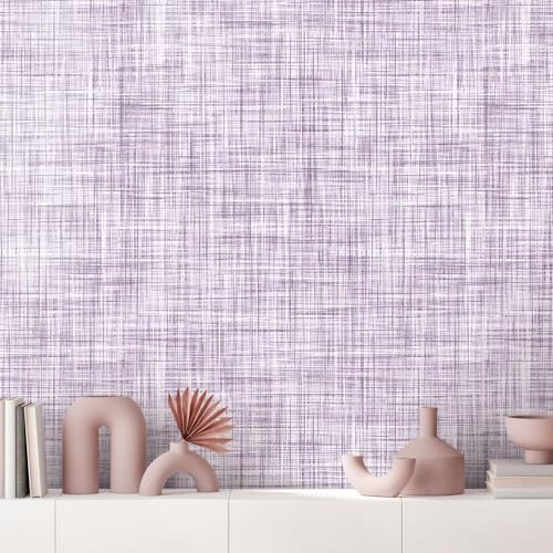 Purple Grasscloth Wallpaper Peel and Stick Wallpaper Texture Contact Paper 17.3"x480" Vintage Wallpaper Removable Waterproof Wall Paper for Room Walls Cabinets Furniture Drawers Desk - color: Purple, size: 17.3" x 480"