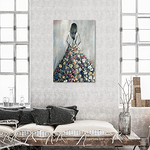 Oliver Gal Girl with Flower Thoughts Canvas Print Wall Art for Living Room, Bedroom, and Bathroom, 30" x 45", Gallery Wrapped - color: Gallery Wrapped, size: 45"L x 30"W