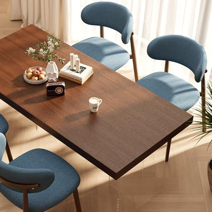 Kitchen Dining Chairs Set of 2 Modern Soft Linen Farmhouse Dining Room Chair with Metal Leg, Blue/Walnut - color: 18 Inch Blue/Walnut Linen
