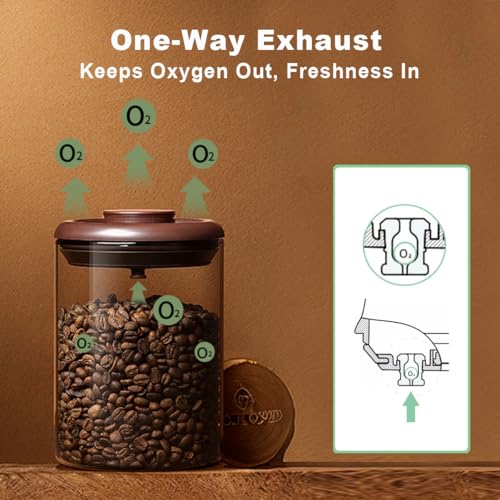 Glass Coffee Canister 900ml x 2 Jar, Airtight Food Storage Container with Pop Lid, Kitchen High Borosilicate Glass Contianers For Tea Coffee Bean Sugar - color: 900ml * 2 Coffee