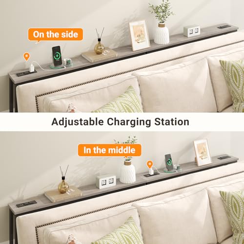 ELYKEN 78.8'' Narrow Console Table with Outlet, Sofa Table Behind Couch | Skinny Entryway Tables with Charging Station for Living Room, Hallway, 5.9 x 78.8 x 29.5in, Gray - color: Grey, size: 5.9"DX78.8"WX29.5"H