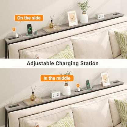 ELYKEN 78.8'' Narrow Console Table with Outlet, Sofa Table Behind Couch | Skinny Entryway Tables with Charging Station for Living Room, Hallway, 5.9 x 78.8 x 29.5in, Gray - color: Grey, size: 5.9"DX78.8"WX29.5"H