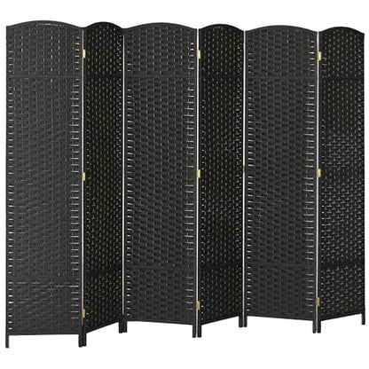 HOMCOM Room Divider 6 Panel Folding Privacy Screen 5.6' Tall Nature Wood | Freestanding Partition, Home Office, Bedroom - color: Black, size: 6 Panel