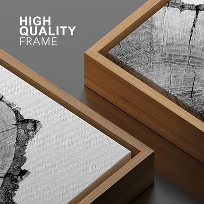 SIGNWIN Framed Canvas Print Wall Art Detailed Wood Rings of Tree Nature Wilderness Photography Realism Rustic Dramatic Grey Black and White for Living Room, Bedroom, Office - 16"x24" Natural - color: B03-21022-spl16, size: 24"L x 16"W