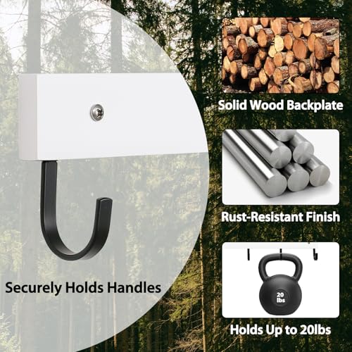 SCUNDA Mug Hook for Wall, 180° Swivel Hooks for Cups, Wooden Wall Mounted Rotatable Hooks for Hanging Mugs, Hats, Keys, Kitchen Utensils, Robe, Towel, Strong Metal Hook with Wood Base (2-Pack, White) - color: White