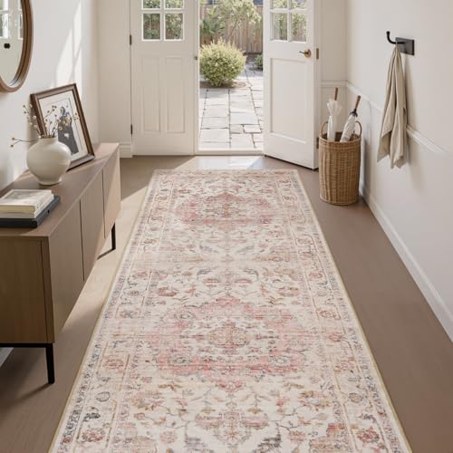 PADOOR 2X10 Runner Rug,Runners for Hallways,Soft Pink Washable Bedside Rugs for Bedroom,Non Slip Long Rug for Hallways Entryway Laundry Room Stair Kitchen Bathroom - color: Pink, size: 2' x 10' (Rectangular)