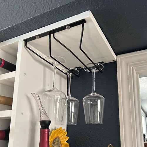 10.8 Inch Black Wine Glass Rack, Under Cabinet Wine Glass Holder Stainless Steel Stemware Rack - Hanging Stemware Holder for Cabinet Kitchen Bar, Set of 2 - color: Black, size: 10.8 Inch 2 Pack