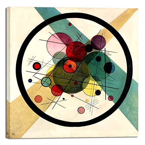 Wieco Art Canvas Prints Wall Art Circles in a Circle, 1923 by Wassily Kandinsky Classic Abstract Art Reproductions Canvas Wall Art for Living Room Home Decor Wall Decorations - size: 24"L x 24"W