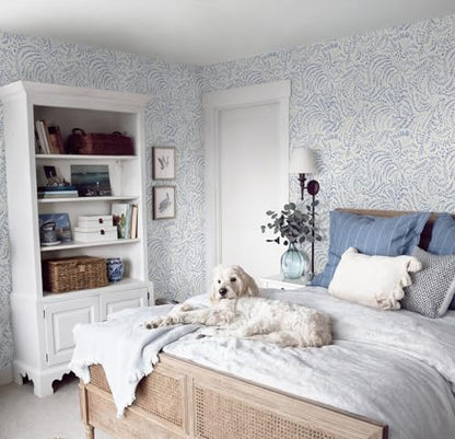 Peel and Stick Wallpaper Boho Blue Contact Paper Modern Botanical Wall Paper Waterproof Self Adhesive Removable Wallpaper for Bathroom Bedroom Kitchen Living Room Vinyl 17.3"x78.7" - color: Blue Purple, size: 17.3" x 78.7"