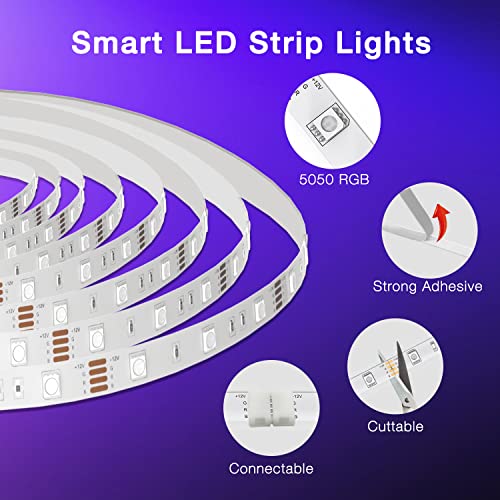 DAYBETTER 65.6ft WiFi Smart Led Lights Strip with Tuya App Control for Bedroom Decoration Work with Alexa and Google Assistant 1 Roll - size: 65.6FT
