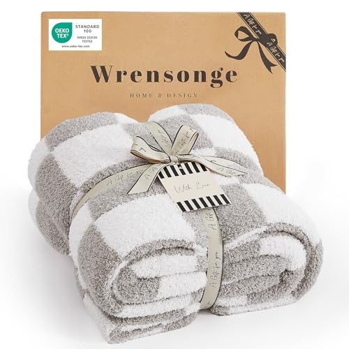 Soft Checkered Throw Blanket for Couch-Cozy Warm Knitted Blankets | Lightweight Warm Fluffy Decor for Women, Mom, Her & Girls, Sofa, Chair, Bed, 50x70in,Light Grey - color: Aspen Grey, size: Throw-XL(50"x 70")
