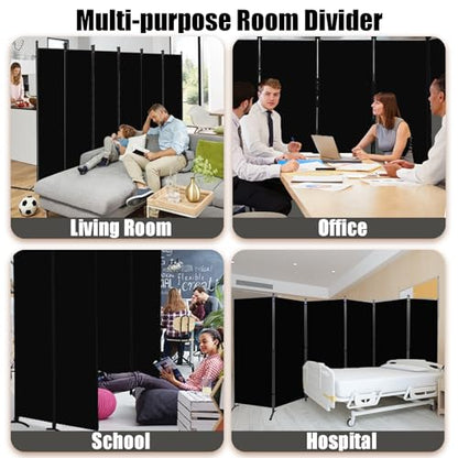 Room Divider-Folding Privacy Screens, 6 ft Partition Room Dividers Wall for Separation, Home, Office, Classroom, Studio (Black, 6 Panel) - color: Black, size: 6 Panel