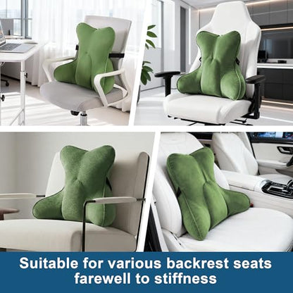 Lumbar Support Pillow(Pat. Pend) for Lower Back Pain Relief – Multi-Functional Ergonomic Lumbar Cushion, Reading Pillow for Office Chair, Car Seat & Sofa,Olive Green - color: Olive Green