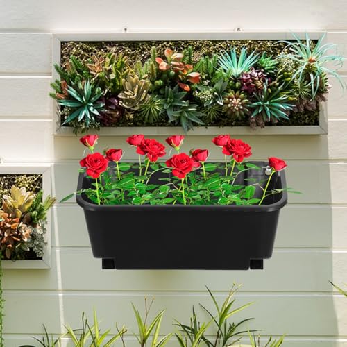 KICHOUSE Vertical Wall Mounted Planter Box for Indoor Outdoor Use, Black Hanging Garden Planter Container for Balcony Porch Vertical Green Plant Holder