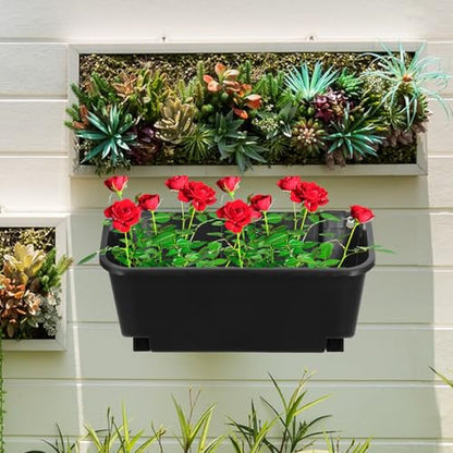 KICHOUSE Vertical Wall Mounted Planter Box for Indoor Outdoor Use, Black Hanging Garden Planter Container for Balcony Porch Vertical Green Plant Holder