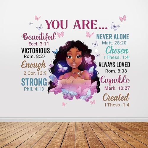 Black Girl Magic Wall Decals, Inspirational African American Nursery Stickers, Boho Melanin Art for Girl's Bedroom, Hair Salon, Dance Studio & Dorm Decor, Peel and Stick Removable Vinyl