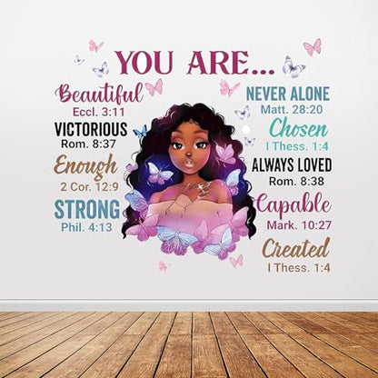 Black Girl Magic Wall Decals, Inspirational African American Nursery Stickers, Boho Melanin Art for Girl's Bedroom, Hair Salon, Dance Studio & Dorm Decor, Peel and Stick Removable Vinyl
