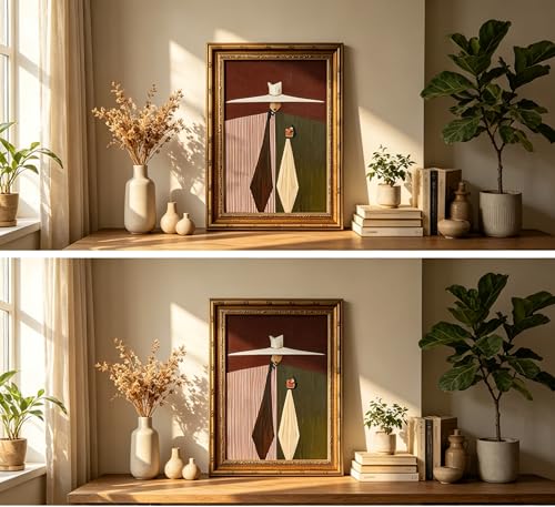 Vintage Gold Framed Abstract Woman Wall Art, Minimalist Portrait Canvas Prints, Neutral Contemporary Wall Decor, Modernist Elegant Woman Poster Artwork Bar Living Room Bedroom Decor, 16x24in - color: Abstract Girl, size: 24"L x 16"W