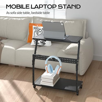 24In Large PC Stand, 5 Levels Height Adjustable Computer Tower Stand with Wheels and Hooks, CPU Holder Cart for Floor, Carpet and Under Desk, Easy Assembly（NOT Including Power Strips） - color: Black