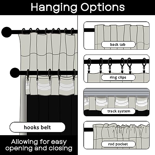 Greige Neutral Linen Blackout Curtains - Thermal Insulated Thick Lined Drapes 84 Inch Length 2 Panels Set - color: Greige/Warm Grey, size: 50"W x 84"L (Pack of 2)