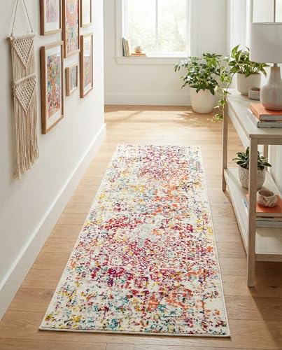 Rugs.com - Arlington Collection Rug – 6 Ft Runner Light Multi Coastal Runner – Distressed Medallion Design for Hallways, Kitchens, and Entryways - color: Light Multi, size: 2' x 6' (Runner)