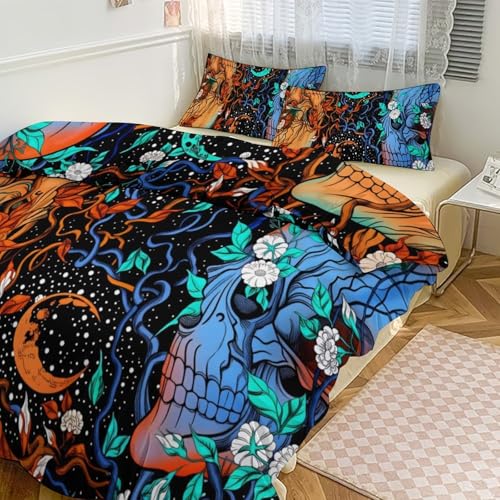 Bohemian Black Floral 3 Piece Reversible Bedding Set 79"x90",Double Sided Brushed Microfiber Duvet Cover Set with 2 Pillowcases Soft Breathable Comforter Cover for Home - color: Bohemian Black Floral, size: 79"x90"