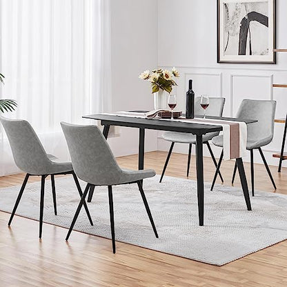 Yaheetech Dining Chairs Set of 4 Mid Century Modern Kitchen Chairs Gray | Faux Leather Upholstered Dining Room Chairs with Metal Legs and Curved Backrest, Armless Side Chairs for Kitchen Living Room - color: Grey, size: Set of 4