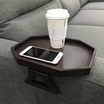 Sofa Arm Clip Table, Armrest Tray Table, Drinks/Remote Control/Snacks Holder … (Platic, Brown) - color: Brown