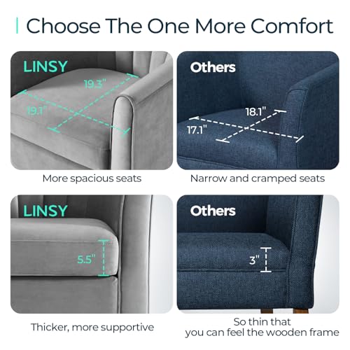 LINSY Swivel Accent Chair with Ottoman: Small Velvet Barrel Chair 360 Swivel Modern Armchair, Upholstered Reading Chair with Footrest for Living Room Bedroom Study Room (Grey) - color: Grey, size: Small