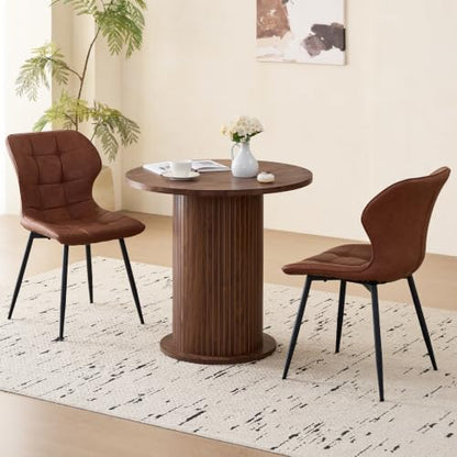 31.5" Round Dining Table for 2, Modern Small Pedestal Kitchen Table, Space Saving, for Apartment Dining Living Room - color: Mini Brown 31.5