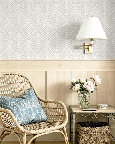 Safiyya 17.3"x196" Peel and Stick Wallpaper Boho Contact Paper Beige Neutral Modern Geometric Wall Paper Self Adhesive Removable Wallpaper for Bedroom Vinyl Rolls - color: Beige and White, size: 17.3" x 196"
