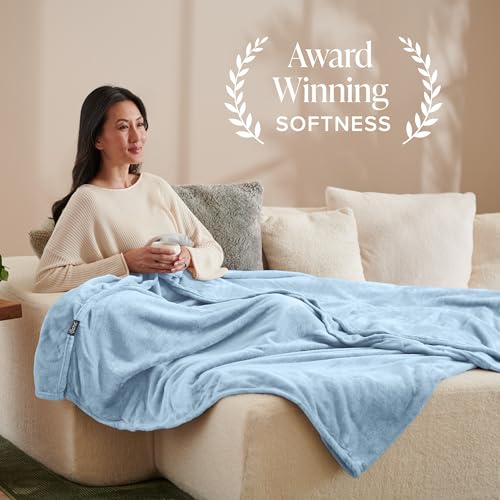 Bare Home Fleece Blanket Luxury Microplush (Full/Queen, Light Blue) | Ultra-Soft Lightweight Blanket for Bed, Sofa, and Couch, Cozy & Warm Blanket - color: 08 - Light Blue, size: Full/Queen