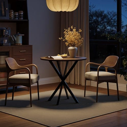 Unovivy 31.5" Small Round Dining Table for 2-4 Natural Oak Dinner Table | Space Saving Circle Small Kitchen Table, Industrial Mid Century Modern Dining Room Desk for Kitchen, Apartment - color: Natural Oak, style: Round