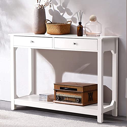 TaoHFE Console Table, 39.4"x11.8"x31.5"(LxWxH), White - color: White