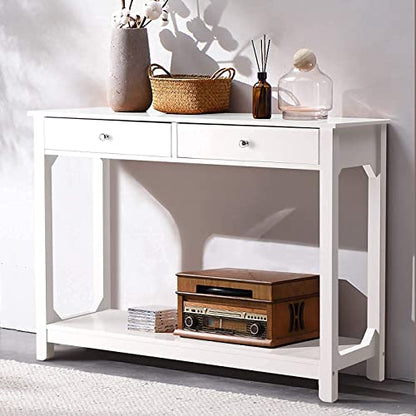 TaoHFE Console Table, 39.4"x11.8"x31.5"(LxWxH), White - color: White