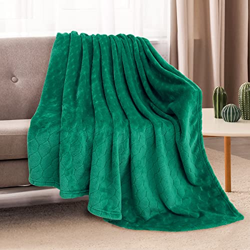 Fleece Blanket Super Soft Cozy Throw Blanket 50" x 60", Lightweight Fuzzy Comfy Textured Flannel Blanket Warm Plush Throw Blankets for Couch, Sofa, Bed, Emerald - color: Emerald, size: Throw-50" x 60"