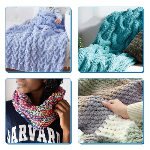 cenoz 30" Beechwood Chunky Knitting Blanket Loom Kit - Adjustable Size Hand Knitting Loom for DIY Throw Chunky Yarn Blankets Scarves Rugs, No Needles Required, Blanket Loom Gift for Beginners Starter - size: 30inch