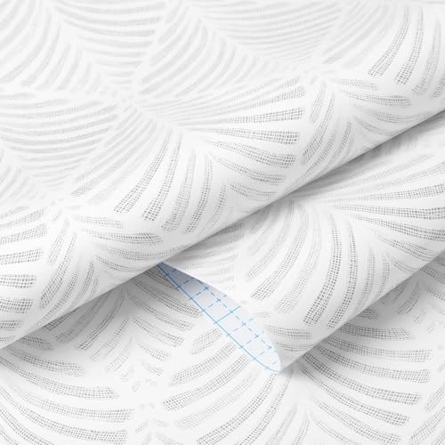 Safiyya Peel and Stick Wallpaper Geometric Contact Paper Light Grey Modern Wall Paper Boho Self Adhesive Removable Wallpaper for Bedroom Vinyl Rolls 17.3"x78.7" - color: Grey and White, size: 17.3" x 78.7"