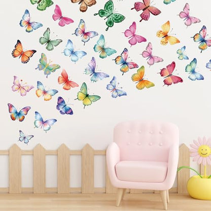 AOWDIAO 62 Large Butterfly Wall Decals - Peel and Stick Vinyl Wall Stickers for Room Decor, Safe for Walls, Repositionable - style: Large Butterfly