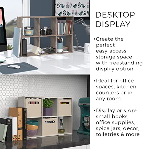 ClosetMaid Mini 6-Cube Desktop or Wall Mount Organizer, Weathered Teak - color: Weathered Teak