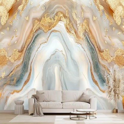 Golden Marble Peel and Stick Wallpaper Abstract wall murals for Bedroom Living Room - 85"x118" - color: W08, size: 85"x118"