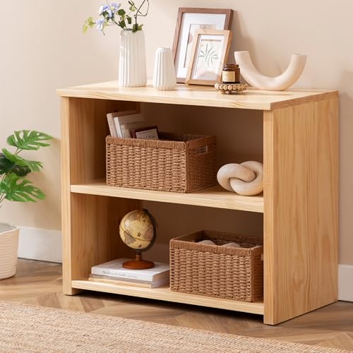 UBBCARE 2 Pack Wicker Basket, 13.4L×8.3H×7.1W inch Woven Paper Rope Storage Baskets for Shelves, Foldable Rectangular Storage Baskets with Handle, Storage Basket for Organizing, Caramel - color: Caramel, size: Rectangular- 2pack 13.4"×8.3"×7.1"