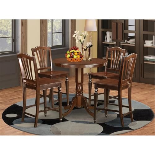 East West Furniture JACH5-MAH-W 5 Piece Kitchen Counter Height Dining Table Set Includes a Round Wooden Table with Pedestal and 4 Dining Chairs, 36x36 Inch, Mahogany - color: Jach5-mah-w