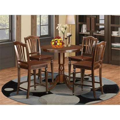 East West Furniture JACH5-MAH-W 5 Piece Kitchen Counter Height Dining Table Set Includes a Round Wooden Table with Pedestal and 4 Dining Chairs, 36x36 Inch, Mahogany - color: Jach5-mah-w