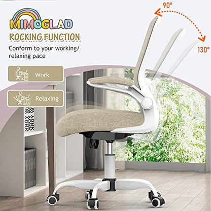 Mimoglad Home Office Chair - Ergonomic High Back Desk Chair with Adjustable Lumbar Support and Thickened Seat Cushion - Breathable Mesh Computer Chair - color: Light Ivory
