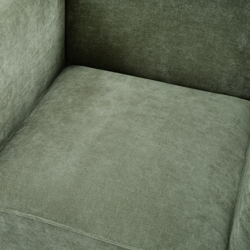 Penau Barrel Accent Chair, Chenille Upholstered Green Chair | Soft Chenille Upholstery, Enclosed Barrel Arms, Compact Lounge Seating For Living Room, Bedroom, Reading Nooks