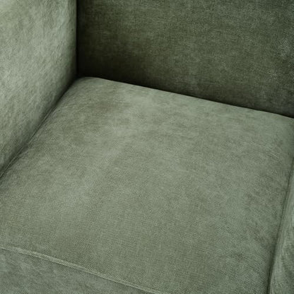 Penau Barrel Accent Chair, Chenille Upholstered Green Chair | Soft Chenille Upholstery, Enclosed Barrel Arms, Compact Lounge Seating For Living Room, Bedroom, Reading Nooks