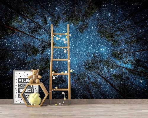 Forest Night Sky Mural Wallpaper Peel and Stick for Ceiling Bedroom | 137"x100" - color: W-030, size: 137" x 100"
