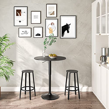 HOOBRO Bar Table, Height-Adjustable Round Pub Table 27-35.4 Inches, Cocktail Table with Sturdy Base, Modern Style, Easy to Assemble, Suitable for Small Space, Black BK58BT01G1 - color: Black