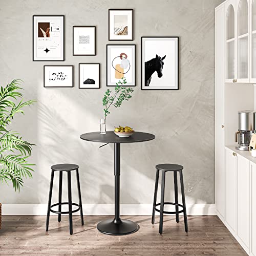 HOOBRO Bar Table, Height-Adjustable Round Pub Table 27-35.4 Inches, Cocktail Table with Sturdy Base, Modern Style, Easy to Assemble, Suitable for Small Space, Black BK58BT01G1 - color: Black